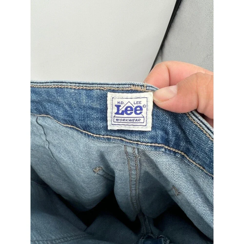 VTG Lee Workwear Blue hogh waist Carpenter straight leg jeans 90s Size 16